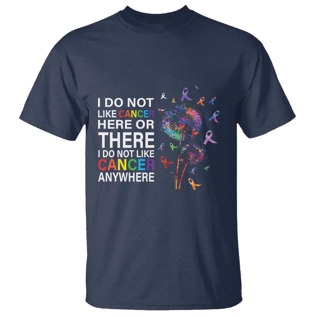 All Cancer T Shirt I Do Not Like Cancer Here Or There Anywhere TS09 Navy Print Your Wear