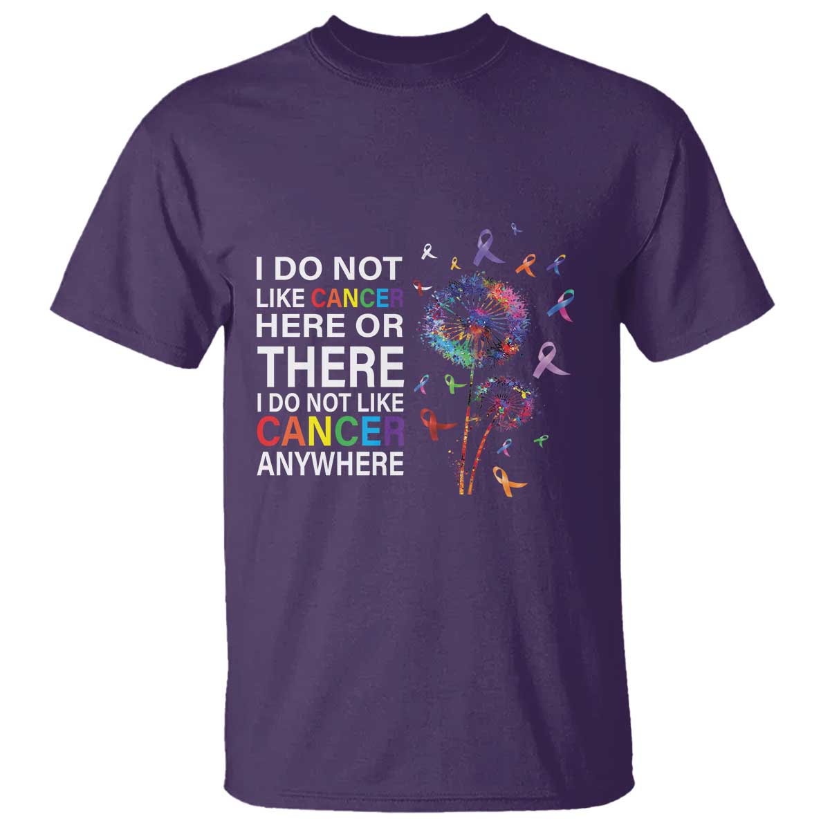 All Cancer T Shirt I Do Not Like Cancer Here Or There Anywhere TS09 Purple Print Your Wear
