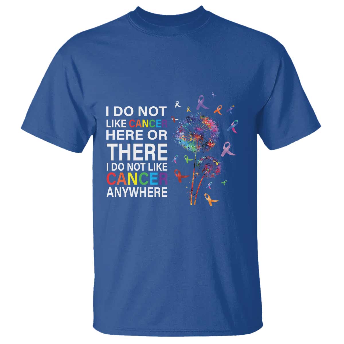 All Cancer T Shirt I Do Not Like Cancer Here Or There Anywhere TS09 Royal Blue Print Your Wear