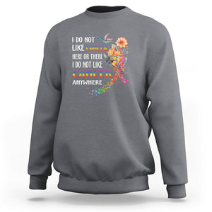 All Cancer Sweatshirt I Do Not Like Cancer Here Or There Anywhere Rainbow Ribbon TS09 Charcoal Printyourwear