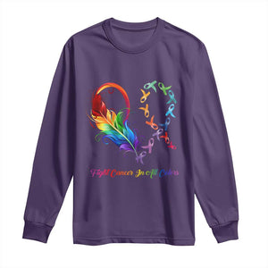 All Cancer Long Sleeve Shirt Fight Cancer In All Color Fighter Rainbow Ribbon TS09 Purple Print Your Wear