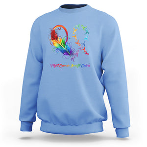 All Cancer Sweatshirt Fight Cancer In All Color Fighter Rainbow Ribbon TS09 Carolina Blue Printyourwear