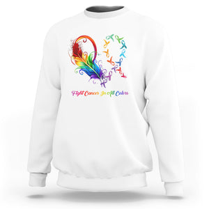 All Cancer Sweatshirt Fight Cancer In All Color Fighter Rainbow Ribbon TS09 White Printyourwear