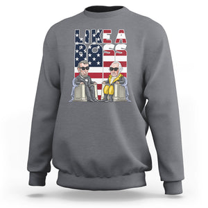 Presidents Day Sweatshirt Like A Boss Washington Lincoln Abe George US Flag TS09 Charcoal Printyourwear