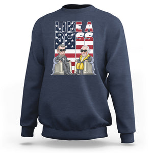 Presidents Day Sweatshirt Like A Boss Washington Lincoln Abe George US Flag TS09 Navy Printyourwear