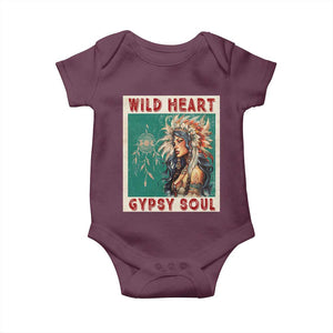 Native American Baby Onesie Wild Heart Gypsy Soul Women TS09 Maroon Print Your Wear