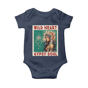 Native American Baby Onesie Wild Heart Gypsy Soul Women TS09 Navy Print Your Wear