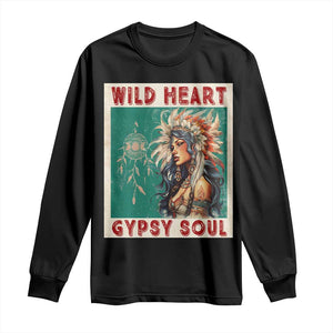 Native American Long Sleeve Shirt Wild Heart Gypsy Soul Women TS09 Black Print Your Wear