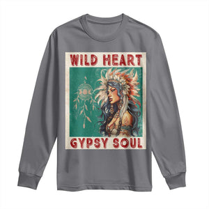 Native American Long Sleeve Shirt Wild Heart Gypsy Soul Women TS09 Charcoal Print Your Wear