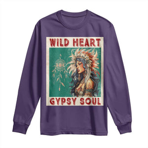 Native American Long Sleeve Shirt Wild Heart Gypsy Soul Women TS09 Purple Print Your Wear