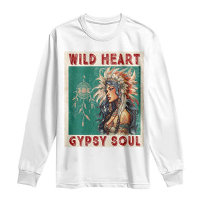 Native American Long Sleeve Shirt Wild Heart Gypsy Soul Women TS09 White Print Your Wear