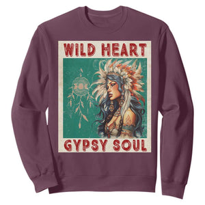 Native American Sweatshirt Wild Heart Gypsy Soul Women TS09 Maroon Print Your Wear