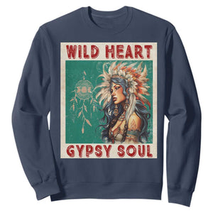 Native American Sweatshirt Wild Heart Gypsy Soul Women TS09 Navy Print Your Wear