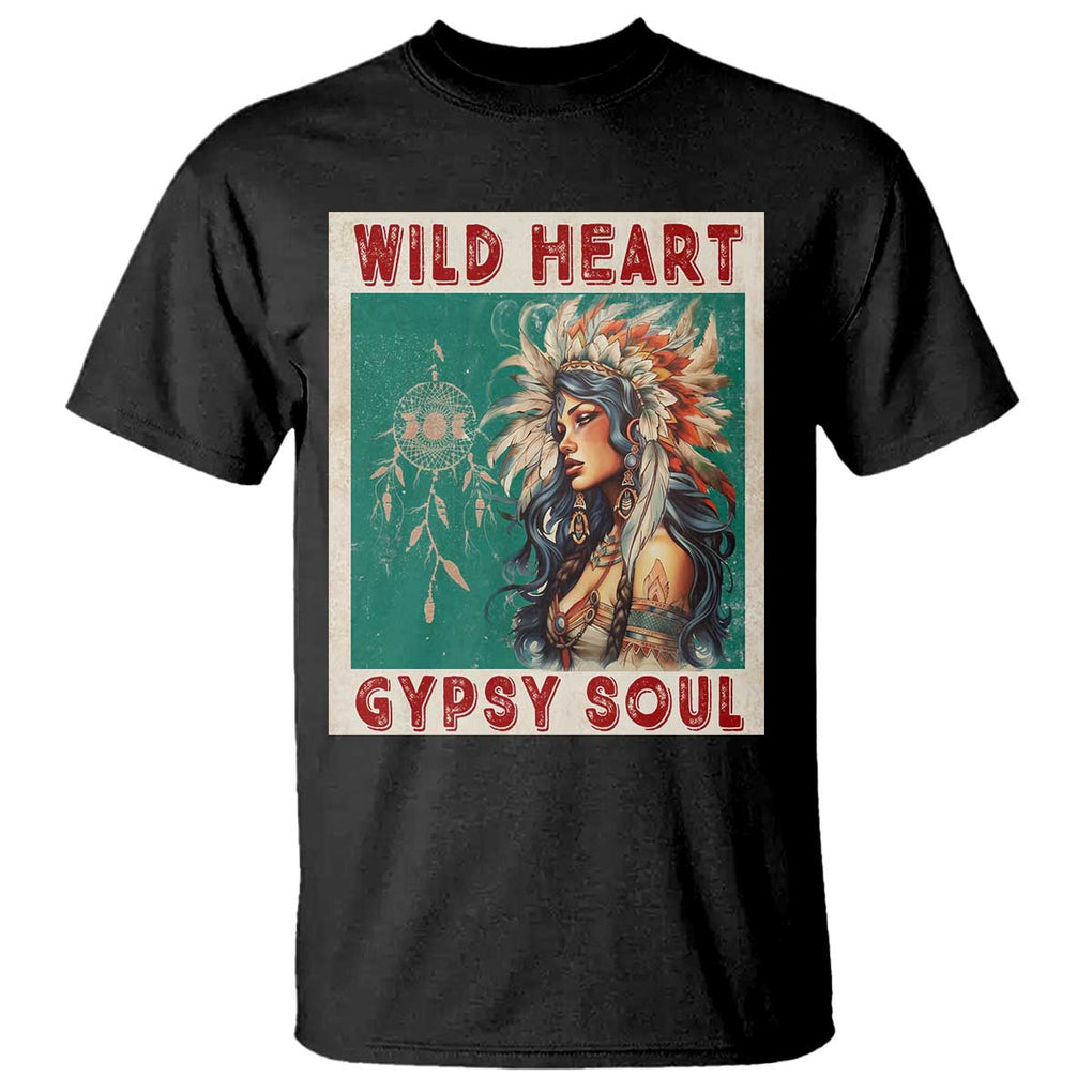 Native American T Shirt Wild Heart Gypsy Soul Women TS09 Black Print Your Wear