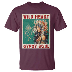 Native American T Shirt Wild Heart Gypsy Soul Women TS09 Maroon Print Your Wear