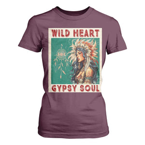 Native American T Shirt For Women Wild Heart Gypsy Soul Women TS09 Maroon Print Your Wear