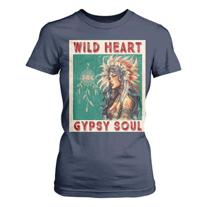 Native American T Shirt For Women Wild Heart Gypsy Soul Women TS09 Navy Print Your Wear