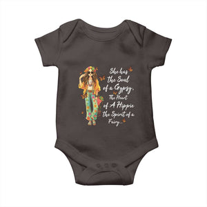 Hippie Girl Baby Onesie The Soul Of A Gypsy The Heart Of A Hippie The Spirit Of A Family TS09 Dark Chocolate Print Your Wear