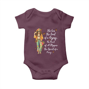 Hippie Girl Baby Onesie The Soul Of A Gypsy The Heart Of A Hippie The Spirit Of A Family TS09 Maroon Print Your Wear