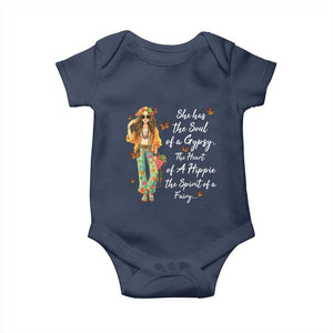 Hippie Girl Baby Onesie The Soul Of A Gypsy The Heart Of A Hippie The Spirit Of A Family TS09 Navy Print Your Wear