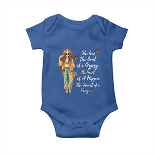 Hippie Girl Baby Onesie The Soul Of A Gypsy The Heart Of A Hippie The Spirit Of A Family TS09 Royal Blue Print Your Wear