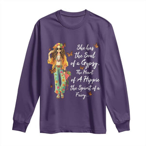 Hippie Girl Long Sleeve Shirt The Soul Of A Gypsy The Heart Of A Hippie The Spirit Of A Family TS09 Purple Print Your Wear