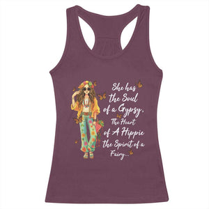 Hippie Girl Racerback Tank Top The Soul Of A Gypsy The Heart Of A Hippie The Spirit Of A Family TS09 Maroon Print Your Wear