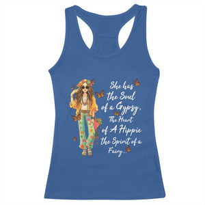 Hippie Girl Racerback Tank Top The Soul Of A Gypsy The Heart Of A Hippie The Spirit Of A Family TS09 Royal Blue Print Your Wear