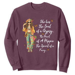 Hippie Girl Sweatshirt The Soul Of A Gypsy The Heart Of A Hippie The Spirit Of A Family TS09 Maroon Print Your Wear