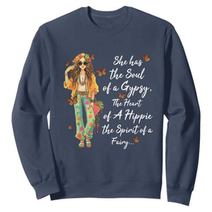 Hippie Girl Sweatshirt The Soul Of A Gypsy The Heart Of A Hippie The Spirit Of A Family TS09 Navy Print Your Wear