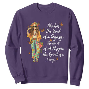 Hippie Girl Sweatshirt The Soul Of A Gypsy The Heart Of A Hippie The Spirit Of A Family TS09 Purple Print Your Wear