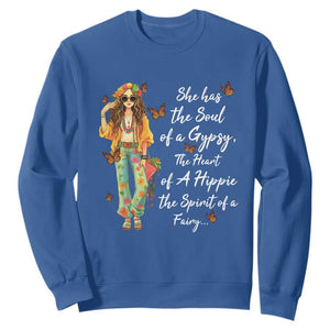 Hippie Girl Sweatshirt The Soul Of A Gypsy The Heart Of A Hippie The Spirit Of A Family TS09 Royal Blue Print Your Wear