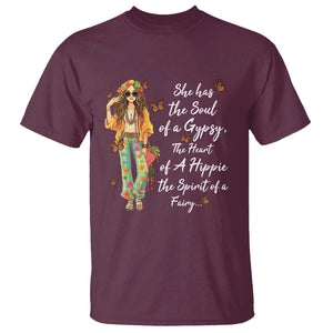 Hippie Girl T Shirt The Soul Of A Gypsy The Heart Of A Hippie The Spirit Of A Family TS09 Maroon Print Your Wear