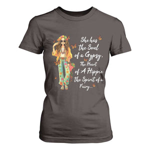 Hippie Girl T Shirt For Women The Soul Of A Gypsy The Heart Of A Hippie The Spirit Of A Family TS09 Dark Chocolate Print Your Wear