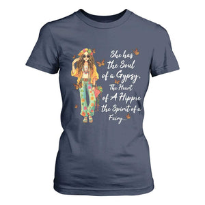 Hippie Girl T Shirt For Women The Soul Of A Gypsy The Heart Of A Hippie The Spirit Of A Family TS09 Navy Print Your Wear