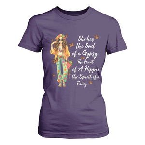 Hippie Girl T Shirt For Women The Soul Of A Gypsy The Heart Of A Hippie The Spirit Of A Family TS09 Purple Print Your Wear