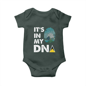 Saint Lucia Baby Onesie It's In My DNA Beautiful Beach TS09 Dark Forest Green Print Your Wear