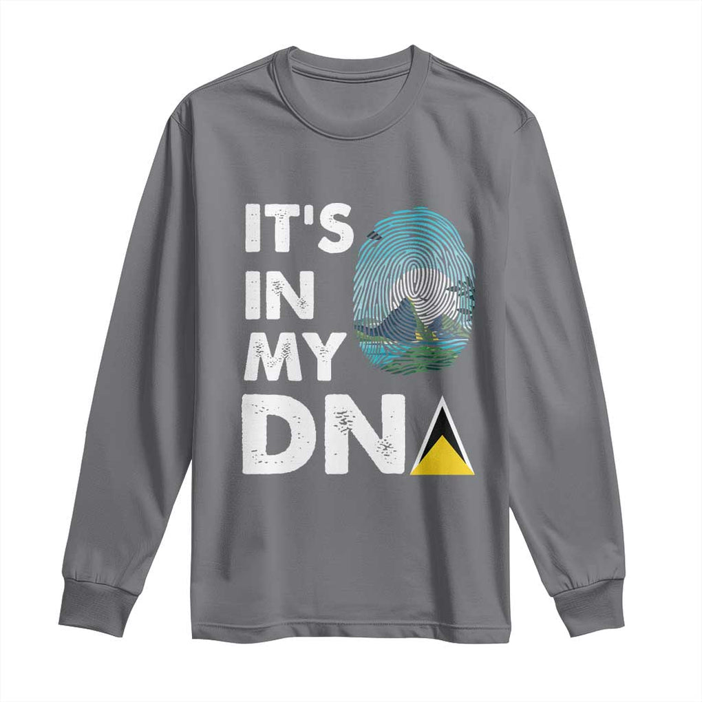 Saint Lucia Long Sleeve Shirt It's In My DNA Beautiful Beach TS09 Charcoal Print Your Wear