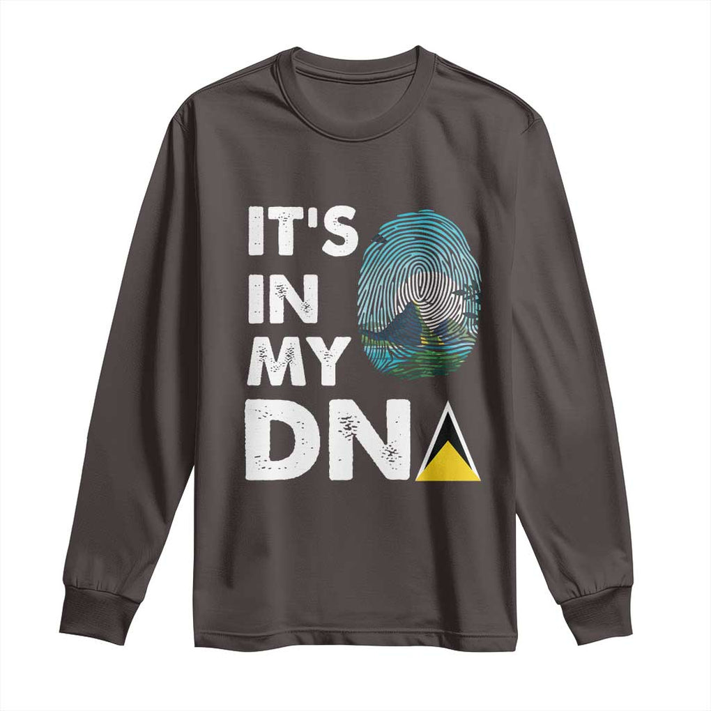 Saint Lucia Long Sleeve Shirt It's In My DNA Beautiful Beach TS09 Dark Chocolate Print Your Wear