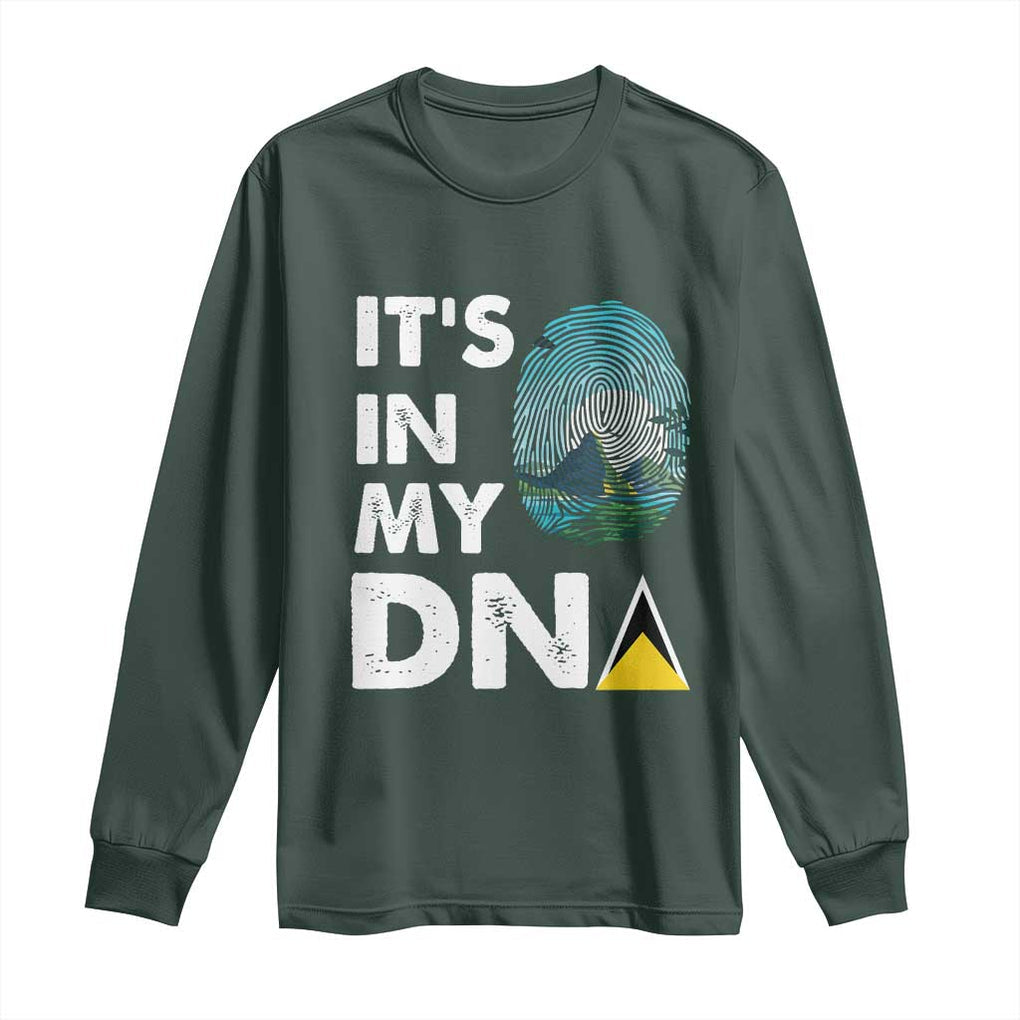 Saint Lucia Long Sleeve Shirt It's In My DNA Beautiful Beach TS09 Dark Forest Green Print Your Wear