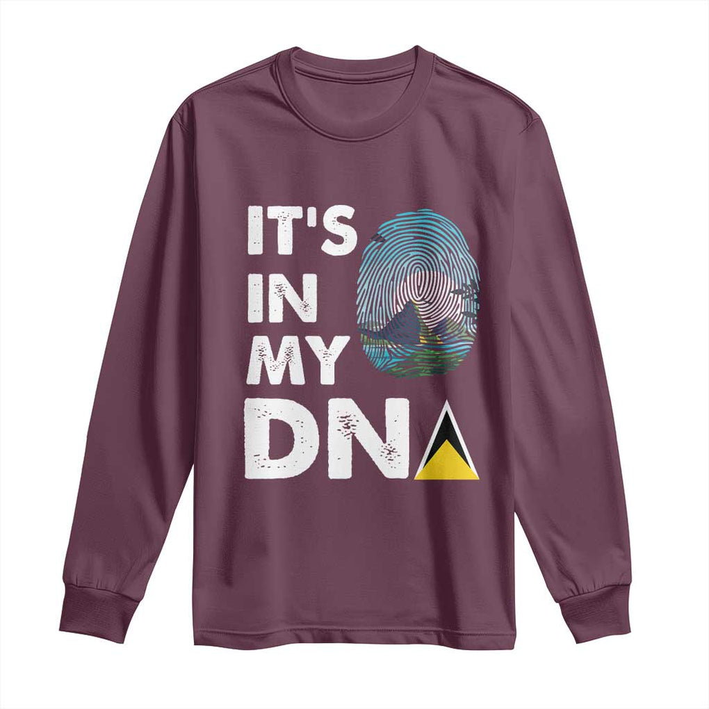 Saint Lucia Long Sleeve Shirt It's In My DNA Beautiful Beach TS09 Maroon Print Your Wear