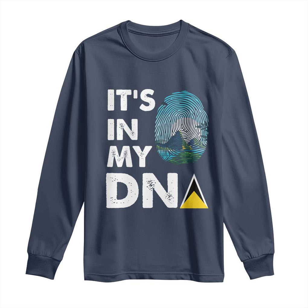 Saint Lucia Long Sleeve Shirt It's In My DNA Beautiful Beach TS09 Navy Print Your Wear