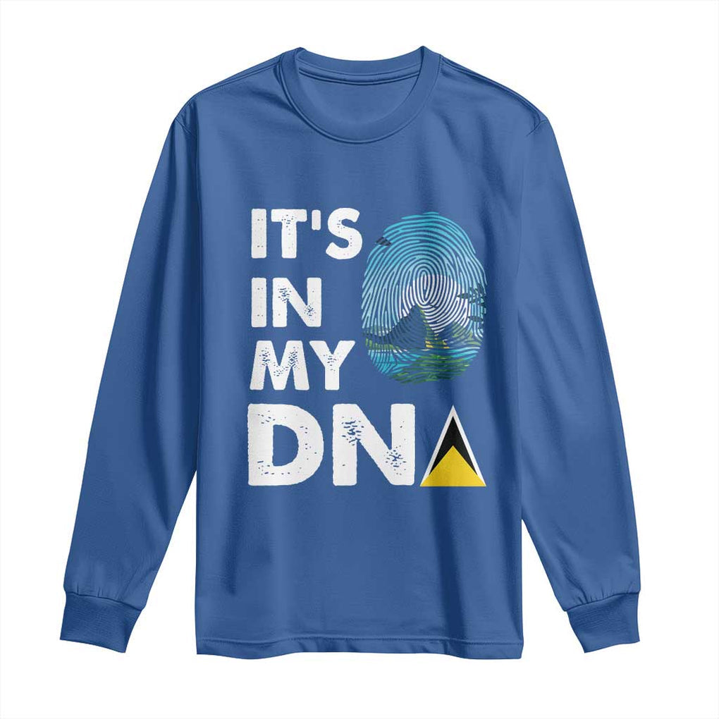 Saint Lucia Long Sleeve Shirt It's In My DNA Beautiful Beach TS09 Royal Blue Print Your Wear