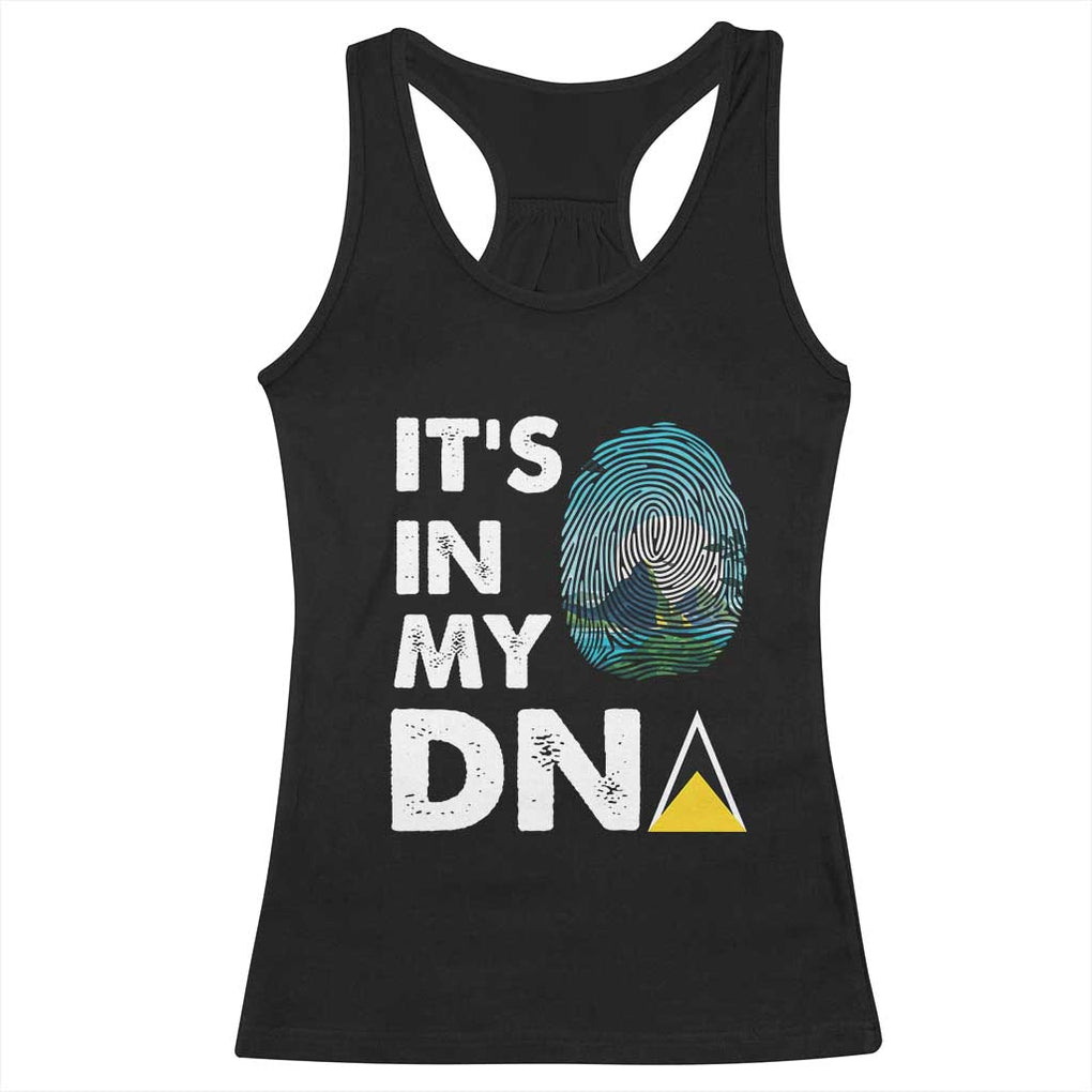 Saint Lucia Racerback Tank Top It's In My DNA Beautiful Beach TS09 Black Print Your Wear