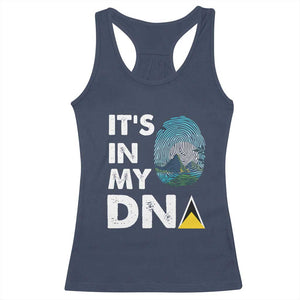 Saint Lucia Racerback Tank Top It's In My DNA Beautiful Beach TS09 Navy Print Your Wear