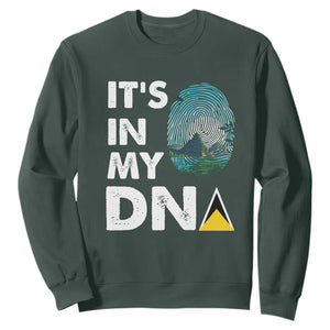 Saint Lucia Sweatshirt It's In My DNA Beautiful Beach TS09 Dark Forest Green Print Your Wear