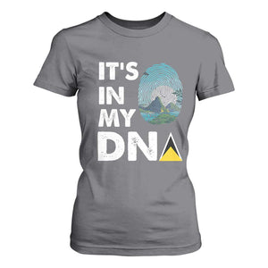 Saint Lucia T Shirt For Women It's In My DNA Beautiful Beach TS09 Charcoal Print Your Wear