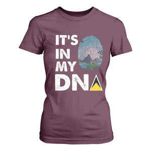 Saint Lucia T Shirt For Women It's In My DNA Beautiful Beach TS09 Maroon Print Your Wear