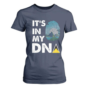 Saint Lucia T Shirt For Women It's In My DNA Beautiful Beach TS09 Navy Print Your Wear