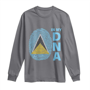 Saint Lucia It's In My DNA Long Sleeve Shirt TS09 Charcoal Print Your Wear